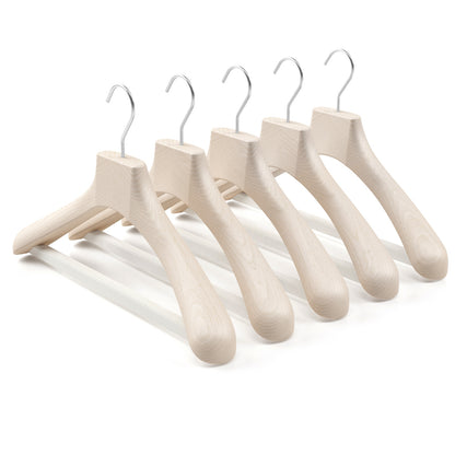 Wooden outerwear hangers with bar - Pack of 5 pieces