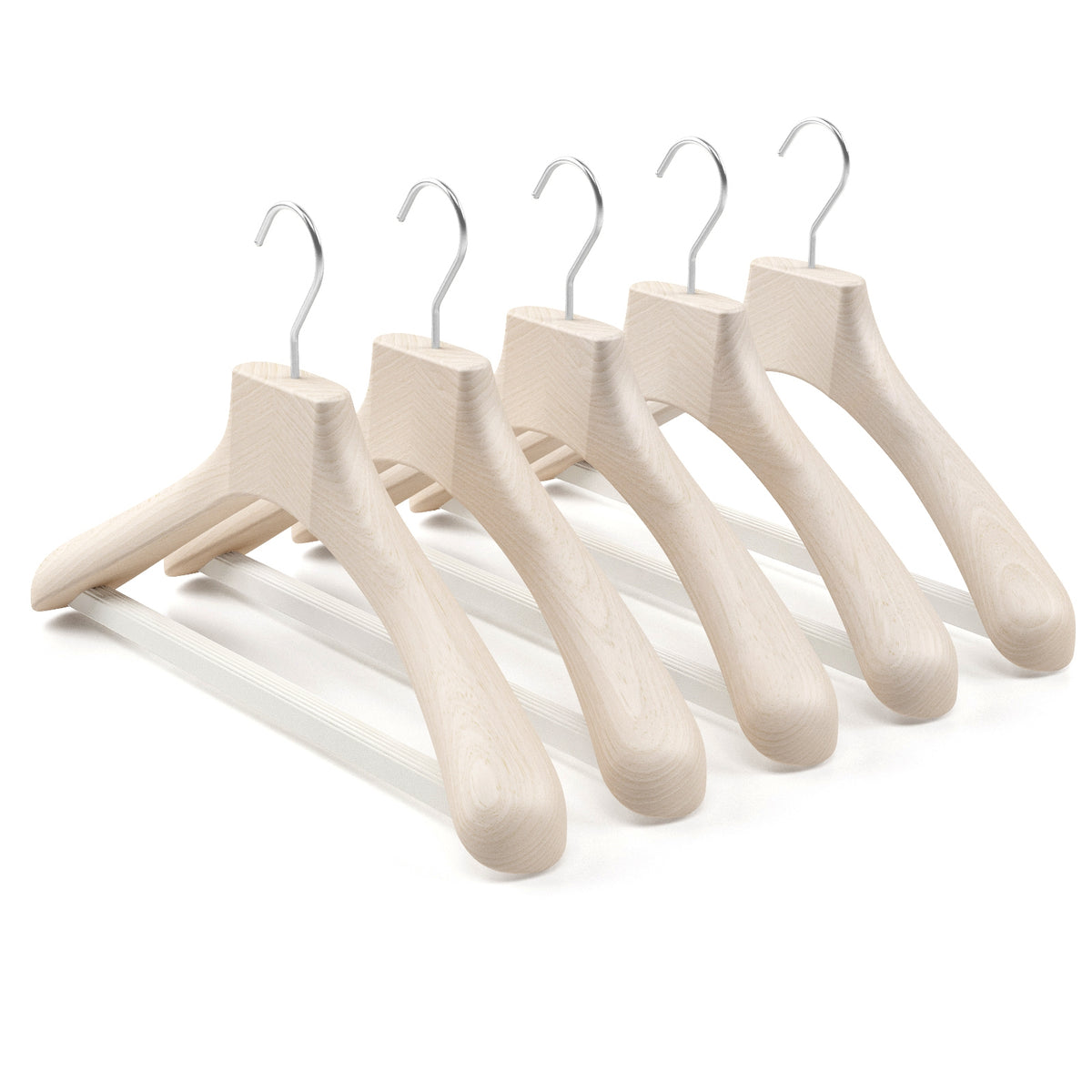 Wooden outerwear hangers with bar - Pack of 5 pieces