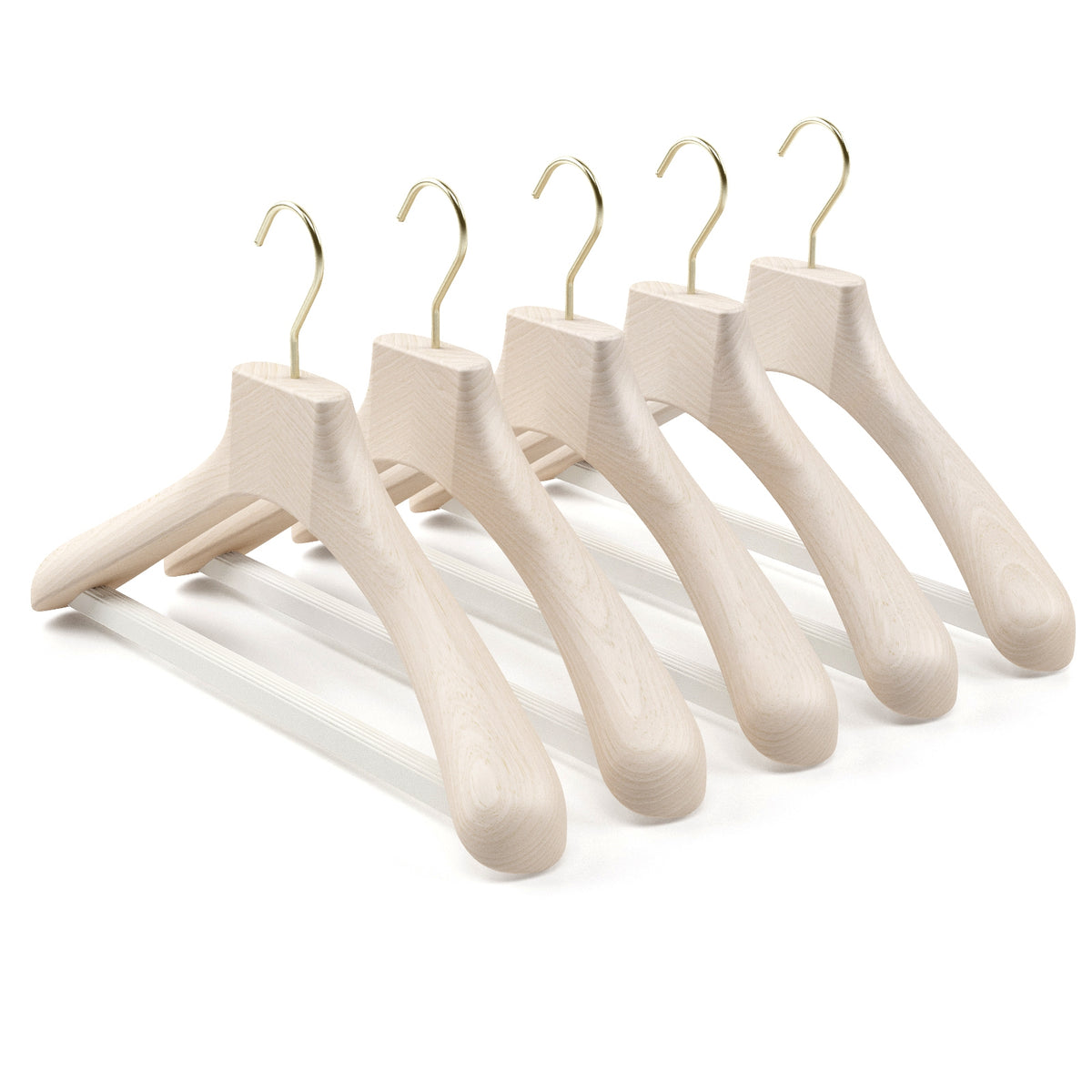 Wooden outerwear hangers with bar - Pack of 5 pieces