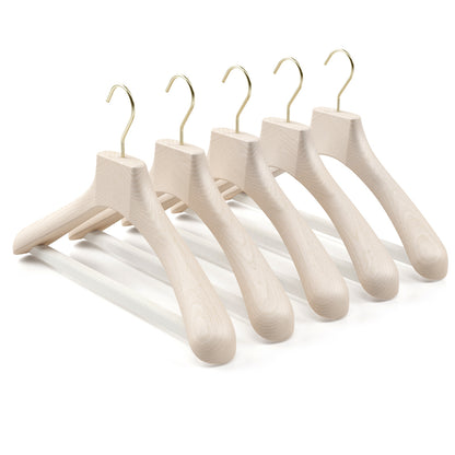 Wooden outerwear hangers with bar - Pack of 5 pieces