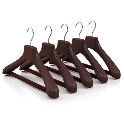 Wooden outerwear hangers with bar - Pack of 5 pieces
