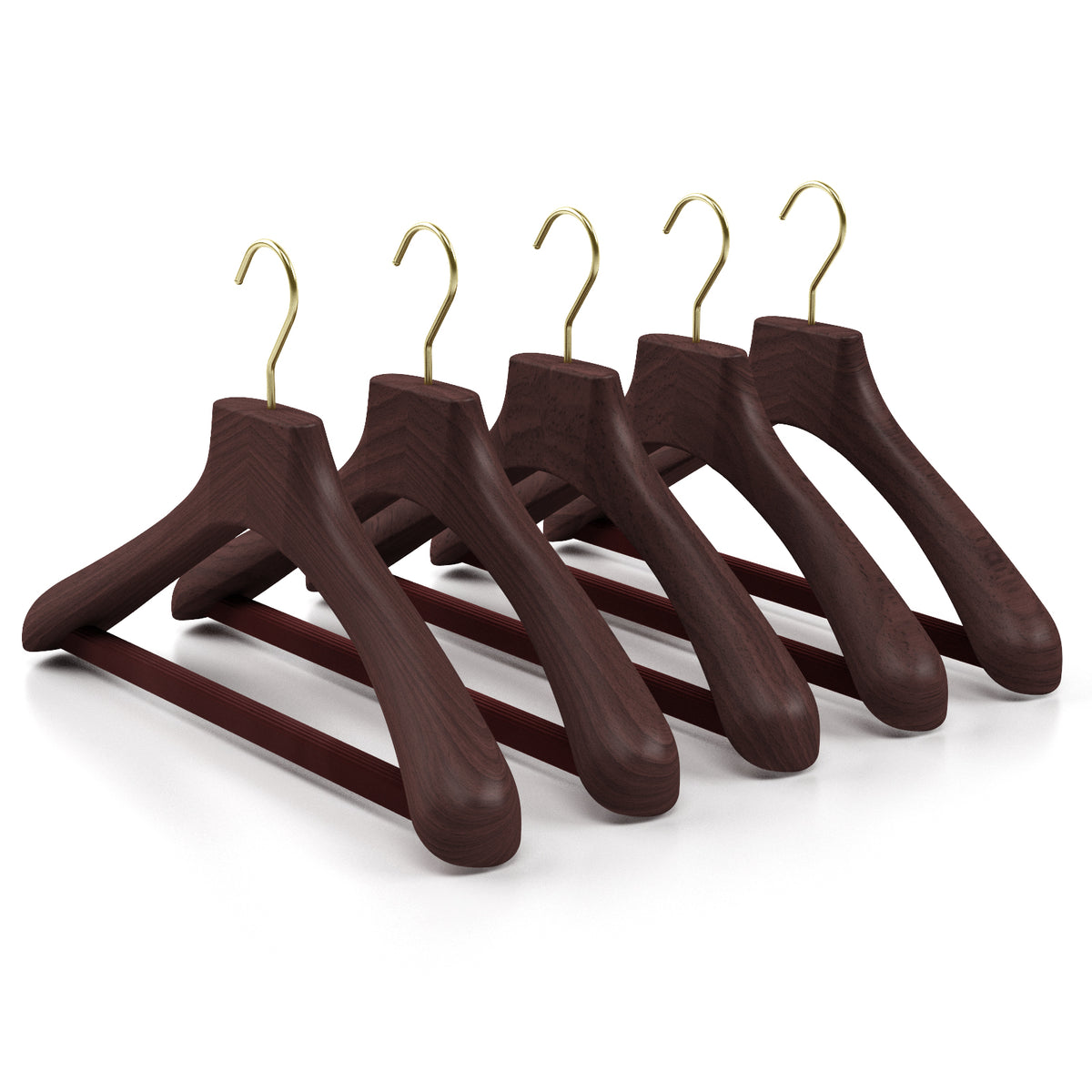 Wooden outerwear hangers with bar - Pack of 5 pieces