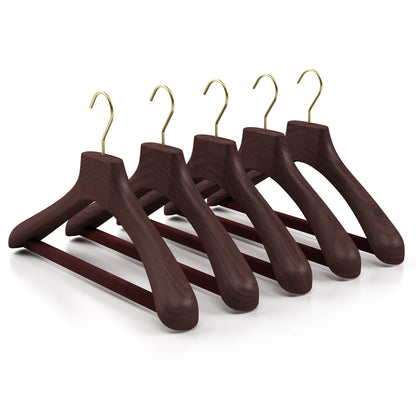 Wooden outerwear hangers with bar - Pack of 5 pieces