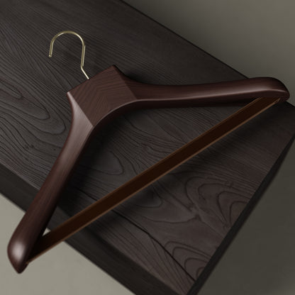 Wooden outerwear hangers with bar - Pack of 5 pieces