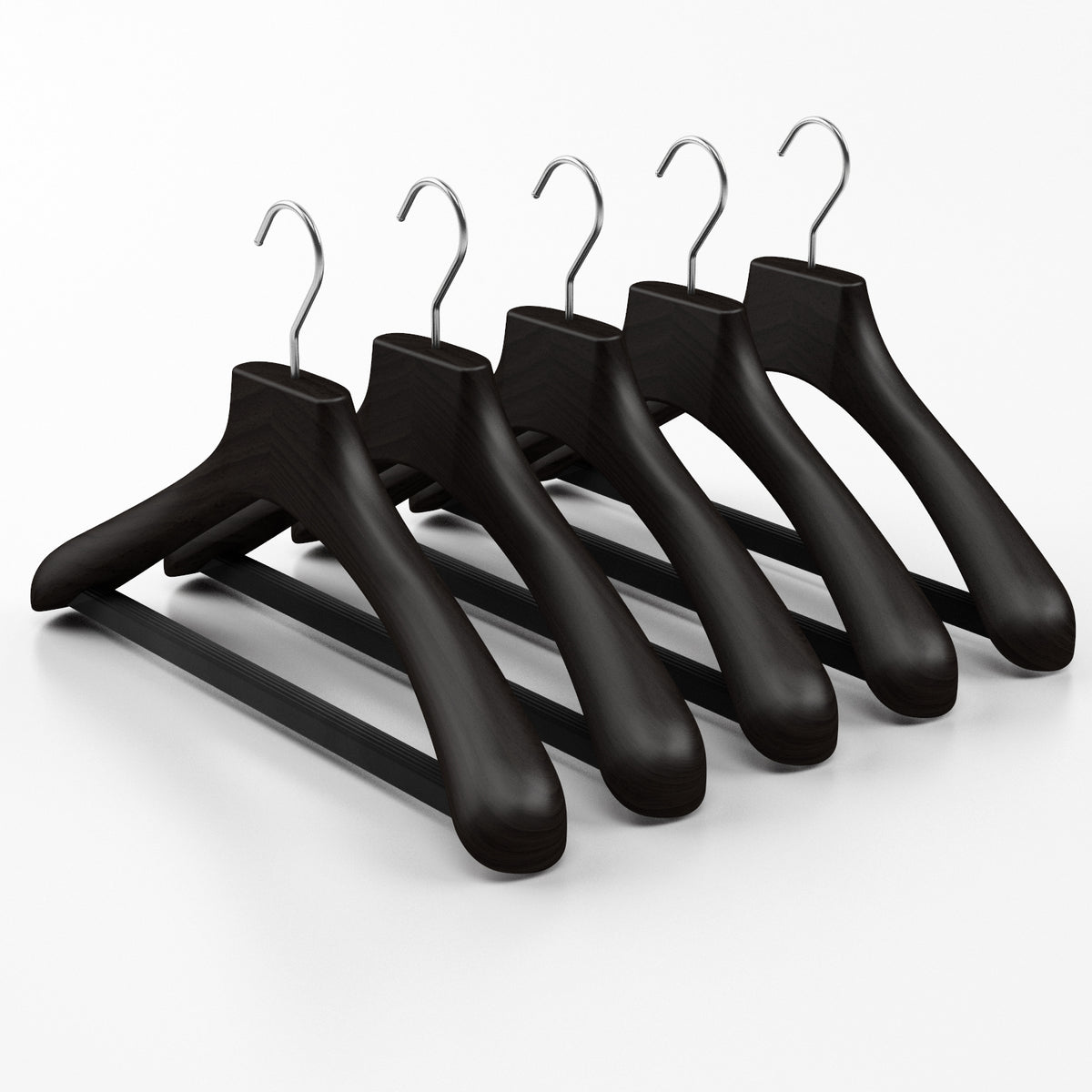 Wooden outerwear hangers with bar - Pack of 5 pieces