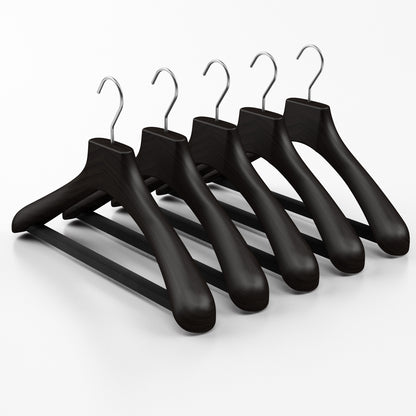 Wooden outerwear hangers with bar - Pack of 5 pieces