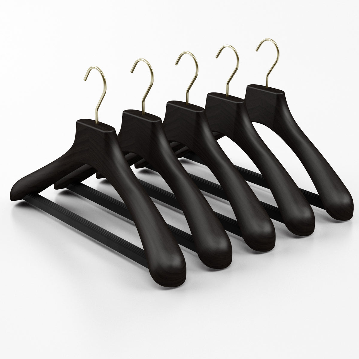 Wooden outerwear hangers with bar - Pack of 5 pieces